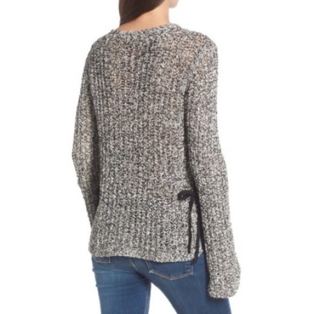 Pam & Gela Lace Up Open Knit Pullover Sweater, L - Picture 2 of 9